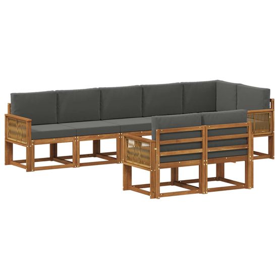 Ensemble de canapés d'extérieur 8 pc naturel et anthracite