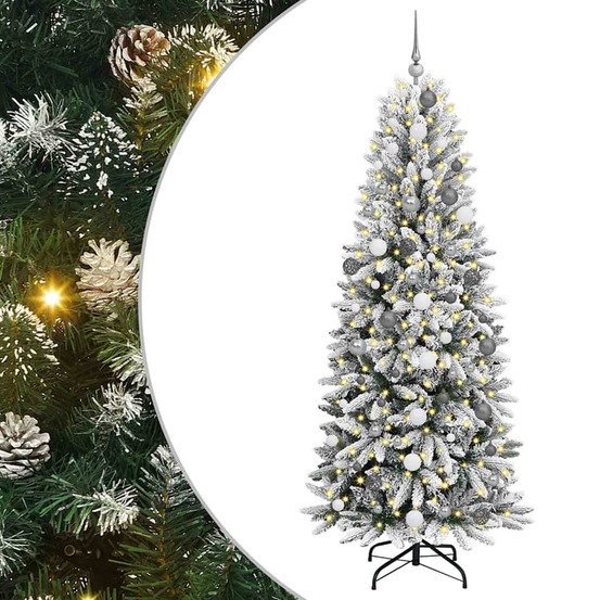 Sapin de noël artificiel avec 300 led avec support blanc 210 cm