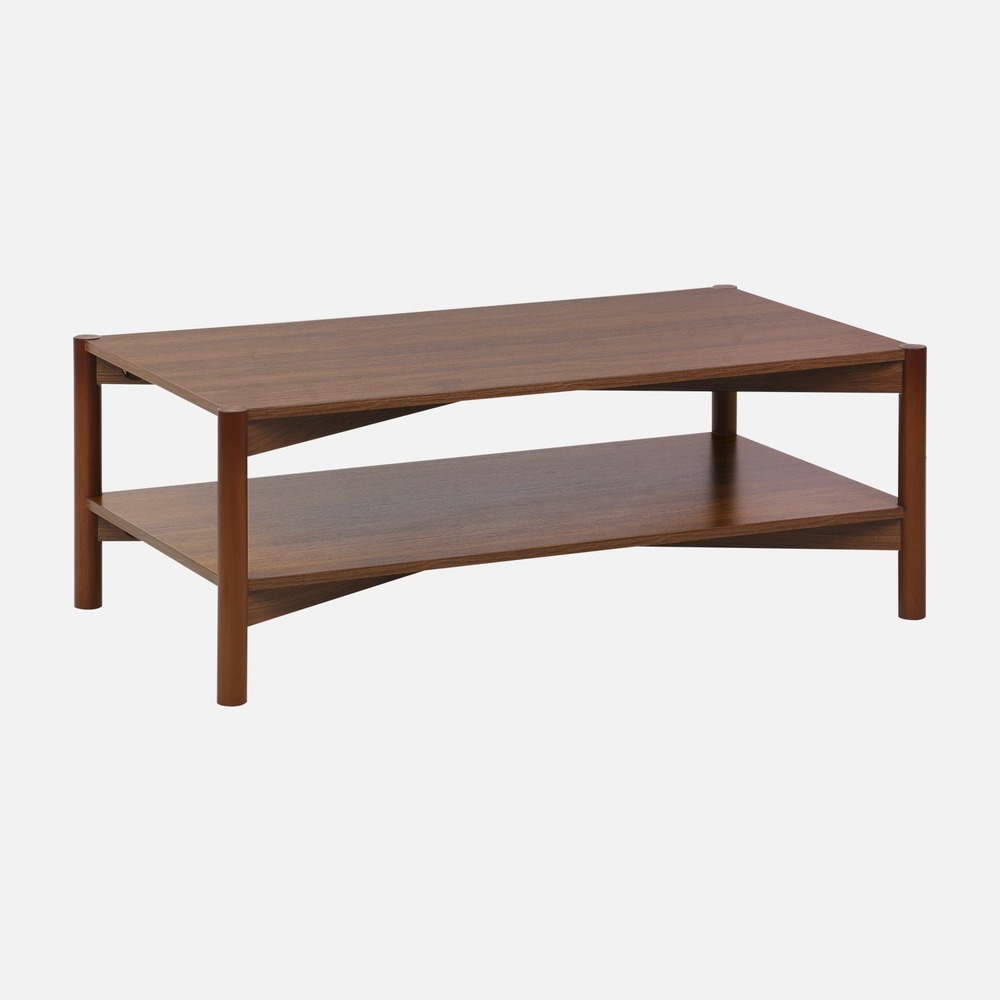 Table basse rectangulaire décor bois double plateau 110cm - harmony
