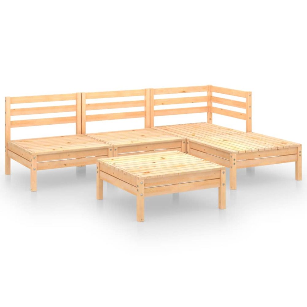 Salon de jardin 5 pcs bois de pin massif