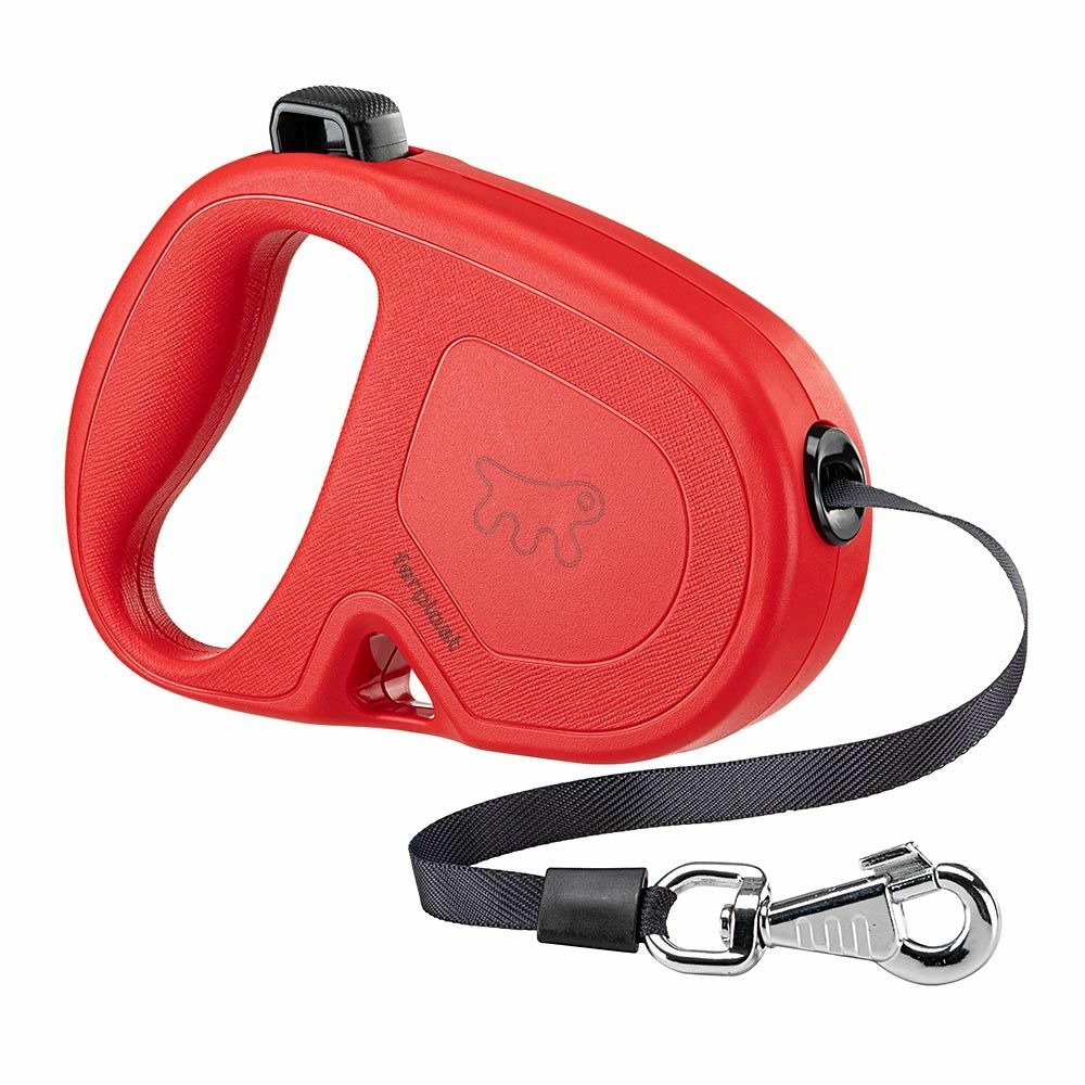 Ferplast laisse chien enrouleur flippy one, laisse pour grands chiens jusqu'à 50 kg. Sangle extensible max 5 m. Bouton unique pour