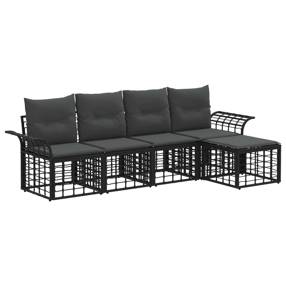 Ensemble de canapés d'extérieur 5 pcs noir et gris foncé
