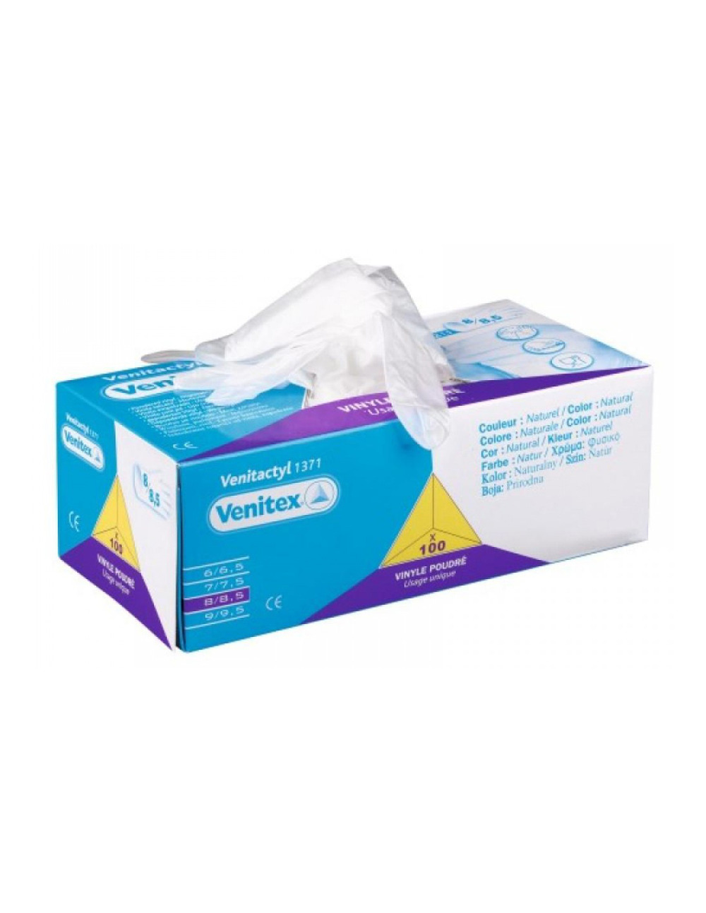 Gants vinyle poudré boîte de 100 gants jetables - 129867 - t8/9 - delta plus