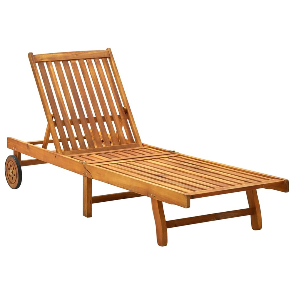 Chaise longue bois d'acacia solide bain de soleil
