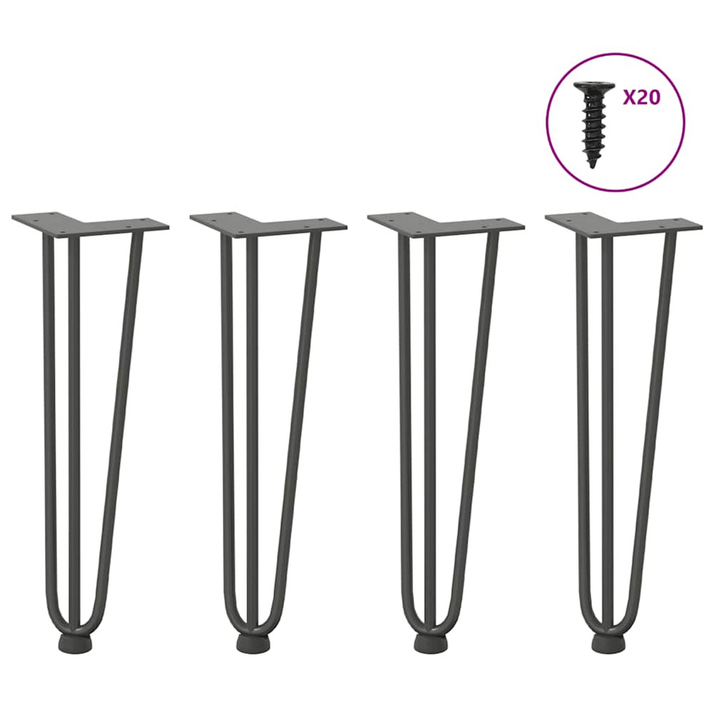 Pieds en épingle à cheveux pour table basse 4 pièces anthracite 42 cm acier massif