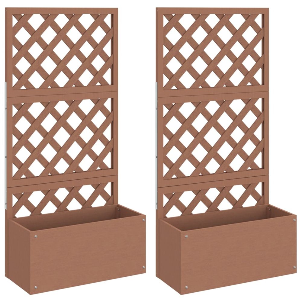 Jardinière d'extérieurs en treillis 2 pcs marron 65x33x135 cm wpc