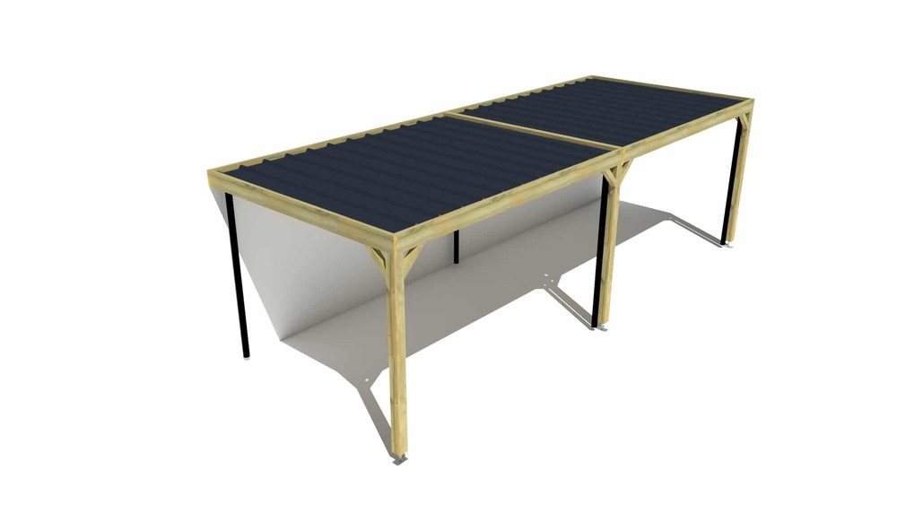 Carport bois • 8m x 3m • adossée • sens largeur • livraison comprise