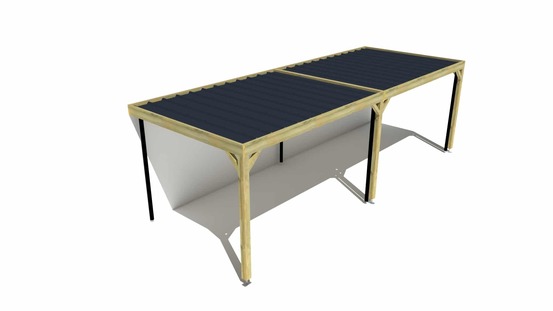 Carport bois • 8m x 3m • adossée • sens largeur • livraison comprise