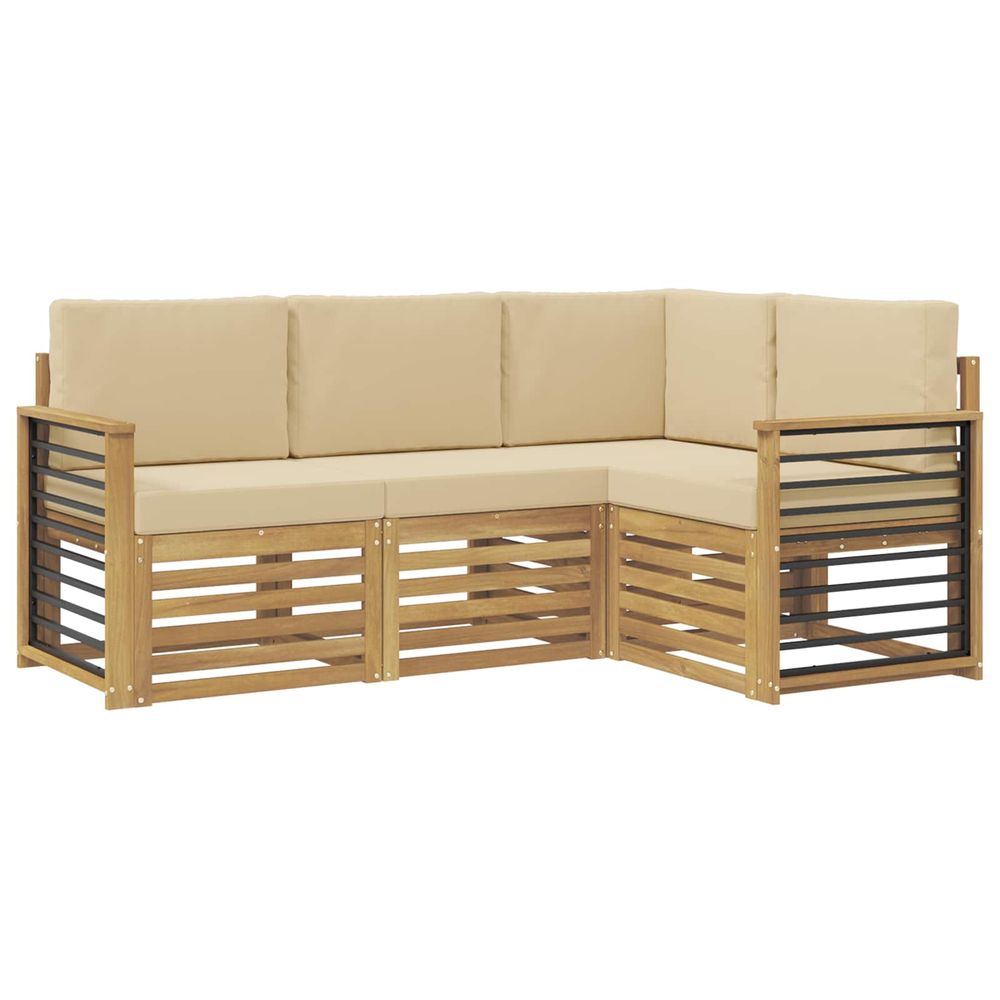 Ensemble de canapés d'extérieur 4 pc blanc et beige polyester