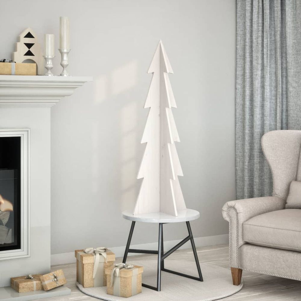 Grand sapin de noël bois blanc design scandinave intérieur 112 cm