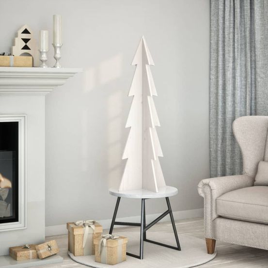 Grand sapin de noël bois blanc design scandinave intérieur 112 cm