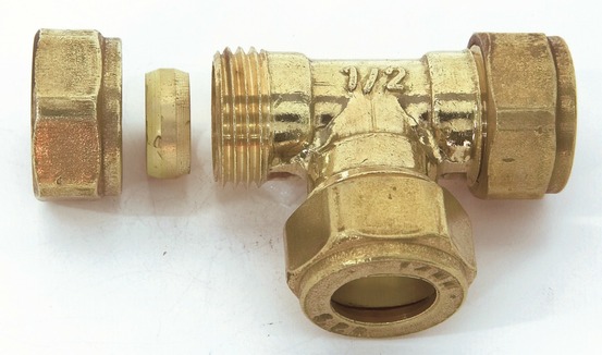 Raccord té égal biconique laiton d.18 pour tube en cuivre