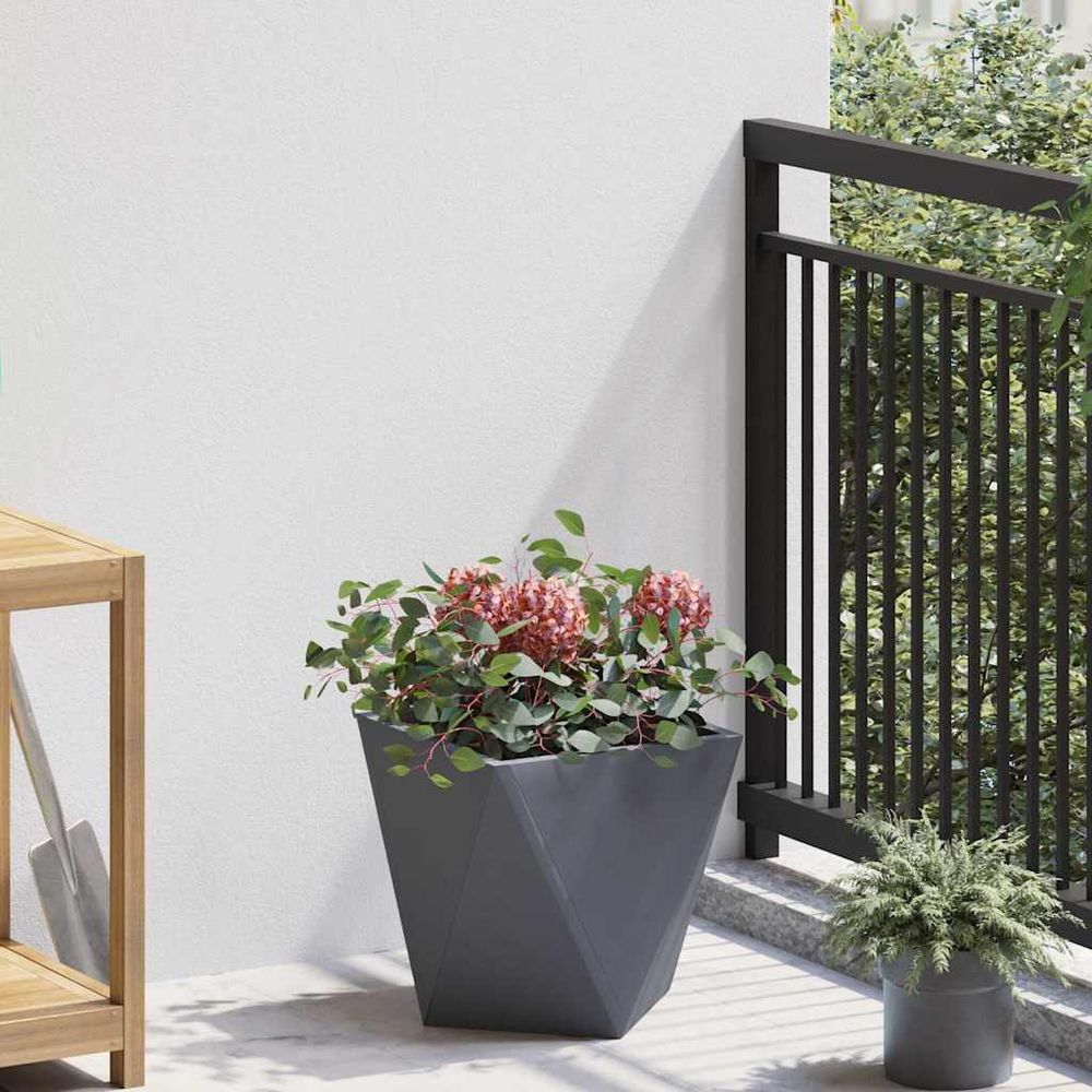 Jardinière carrée acier pour jardin et terrasse anthracite 30x30 cm