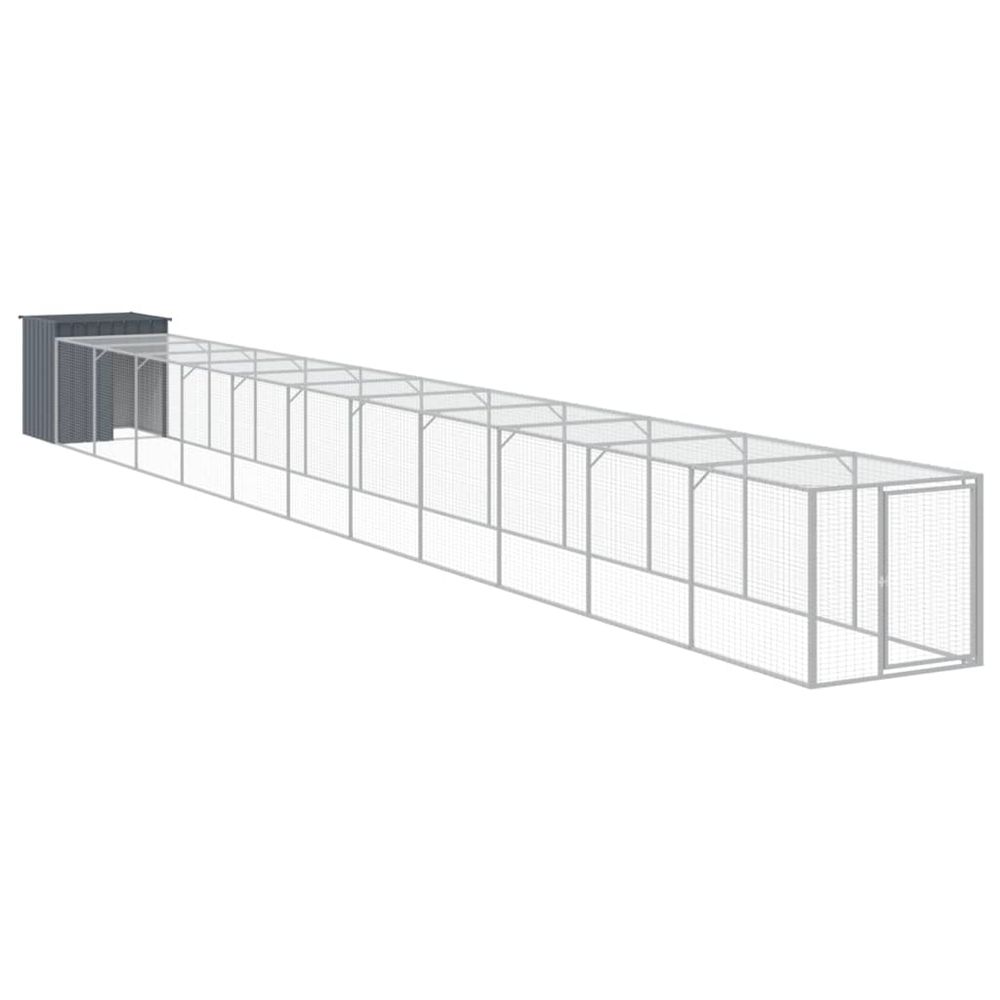 Poulailler avec cour anthracite 110x1221x110 cm acier galvanisé