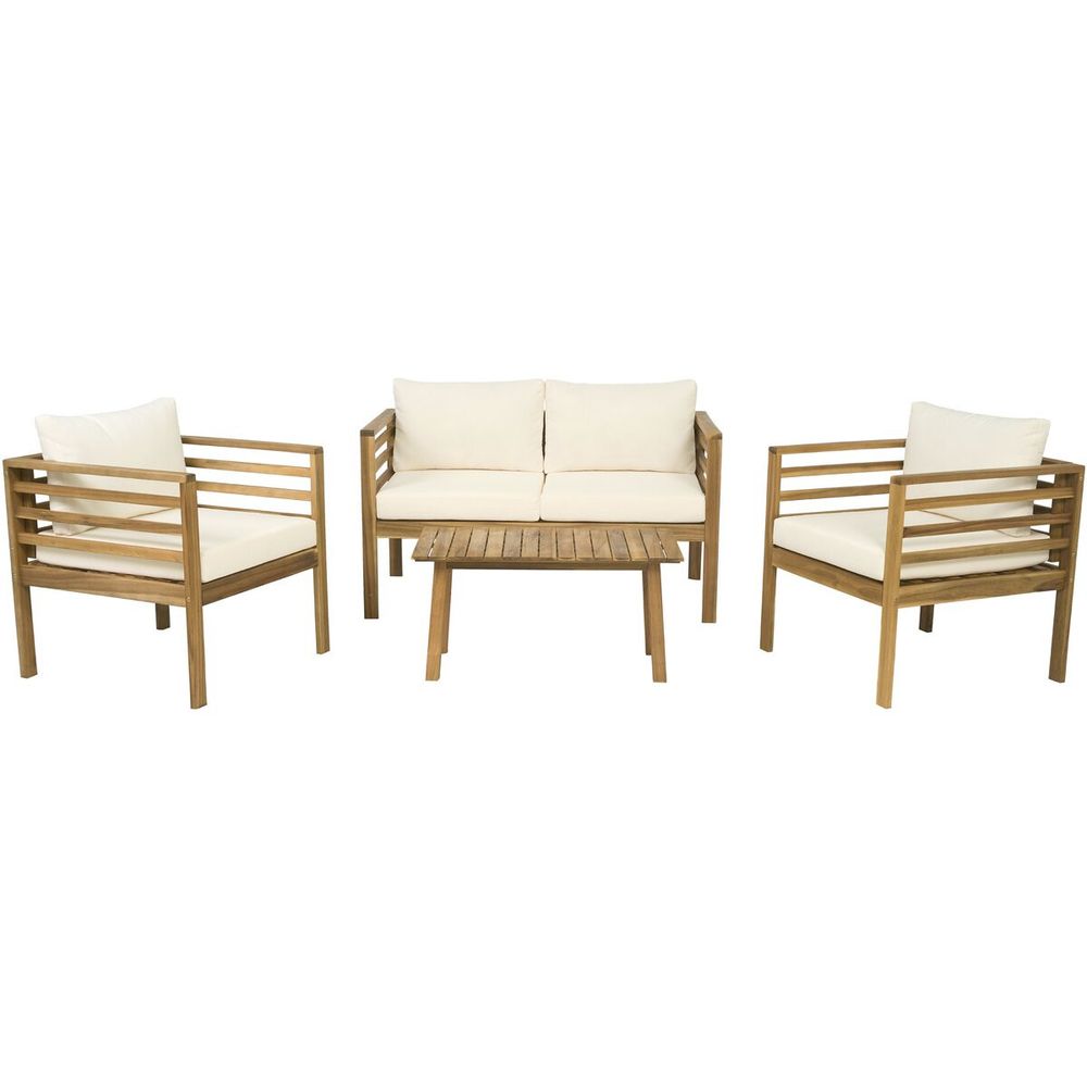Salon de jardin en bois avec coussins inclus 