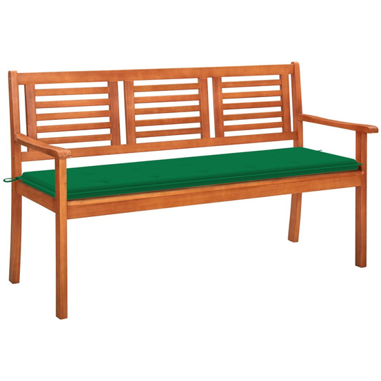 Banc de jardin 3 places avec coussin 150 cm bois d'eucalyptus