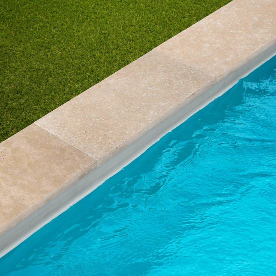 Margelle de piscine pierre d'egypte beige 60x30x3 cm bord droit (à l'unité) - ro'ma nature