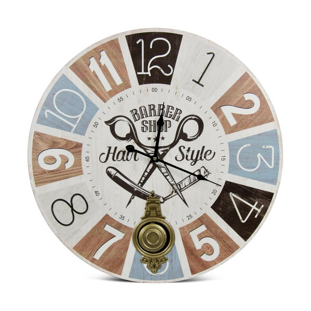 Horloge ancienne balancier barber shop hair style bois multicolore - décoration d'autrefois