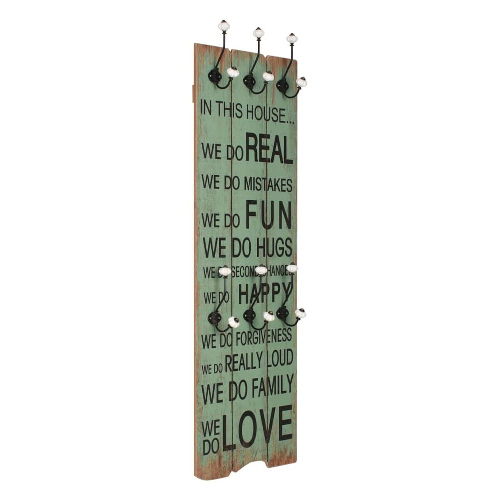 Porte-manteau mural avec 6 crochets 120 x 40 cm happy love