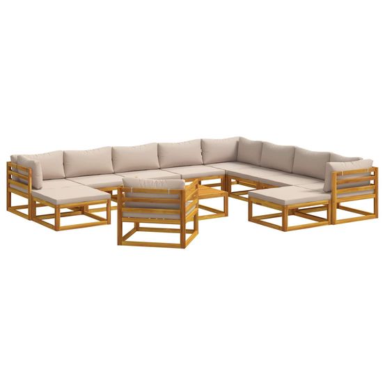 Ensemble de canapés 12 pc naturel bois d'acacia massif