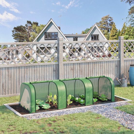 Serre tunnel basse acier et plastique 295 x 100 x 80 cm vert foncé potager protection - comfortxl outdoor living