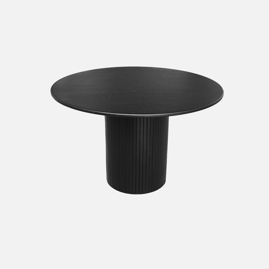 Table à manger ronde bois d'hévéa et placage chêne 4 places - ø 115 x 73 cm - estelle