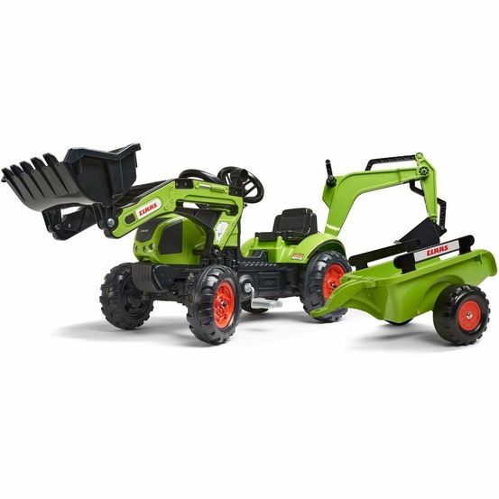 Tractopelle enfant avec excavatrice et remorque claas