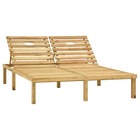 Transat chaise longue bain de soleil lit de jardin terrasse meuble d'extérieur double bois de pin imprégné de vert