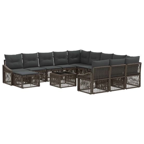 Ensemble de canapé de jardin 13 pc gris polyrotin