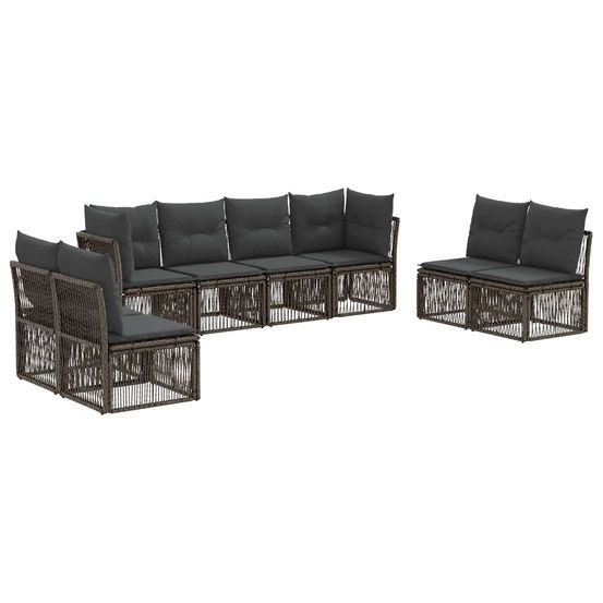 Ensemble de canapé de jardin 8 pc gris polyrotin