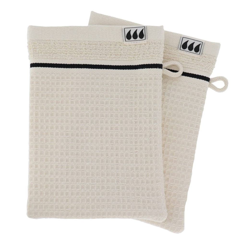 Set de 2 gants de toilette 15x21cm 100% coton nid d abeille - beige