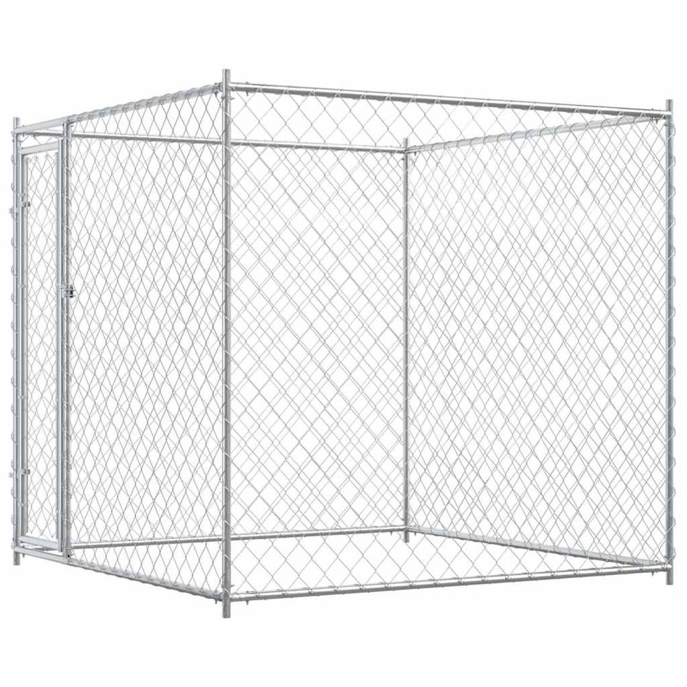 Enclos carré pour chien en acier galvanisé 193x193x185 cm