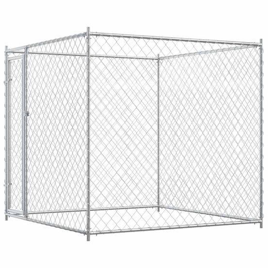 Enclos carré pour chien en acier galvanisé 193x193x185 cm