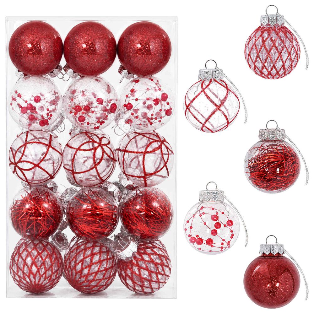 Ensemble de boules de noël 30 pc rouge ø 6 cm pet