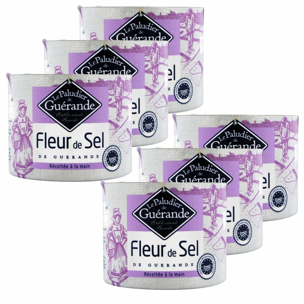 Lot 6x fleur de sel de guérande - le paludier de guérande - boîte 125g