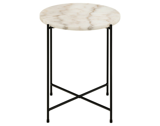 Ezaro - table basse ronde - 42 cm - plateau en marbre - pieds en acier