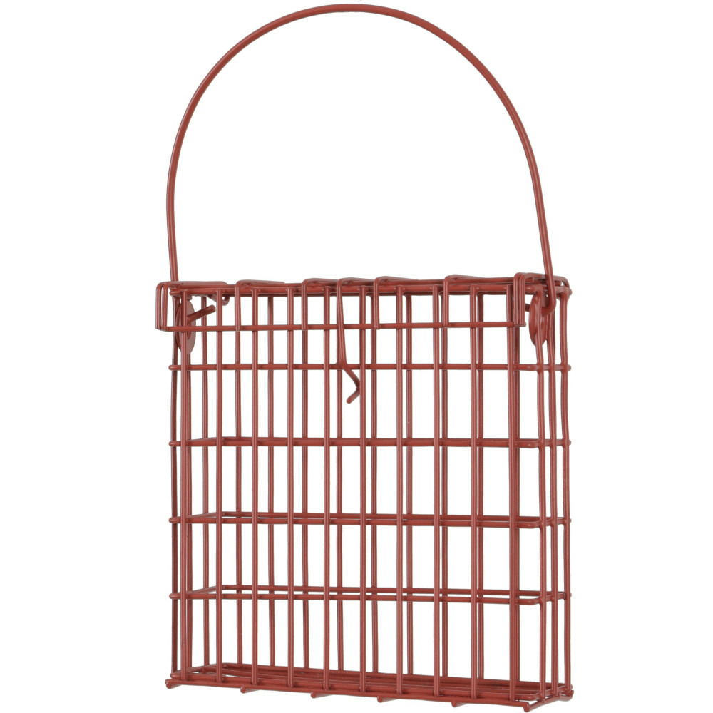 Support pour pain de graisse en métal rouge terracotta pour oiseaux