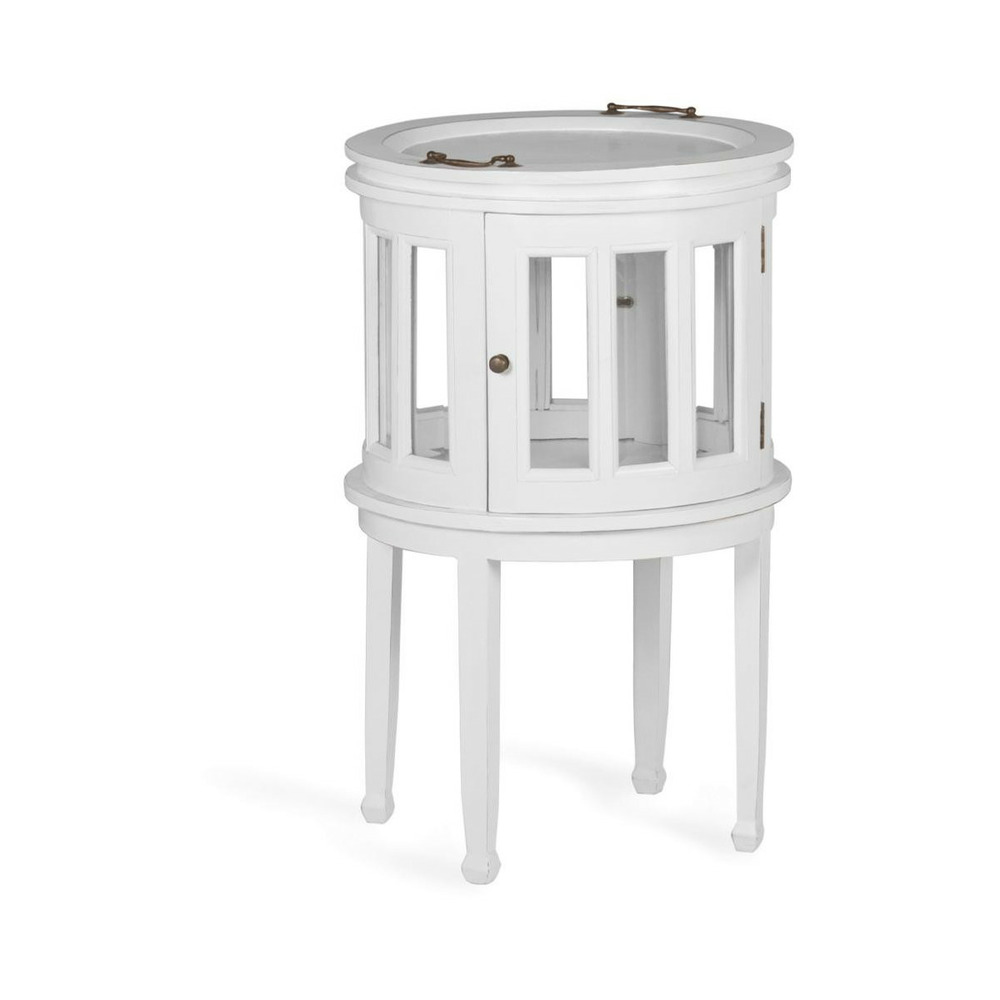 Console ronde bronze bois blanc - mélicia décoration d'autrefois