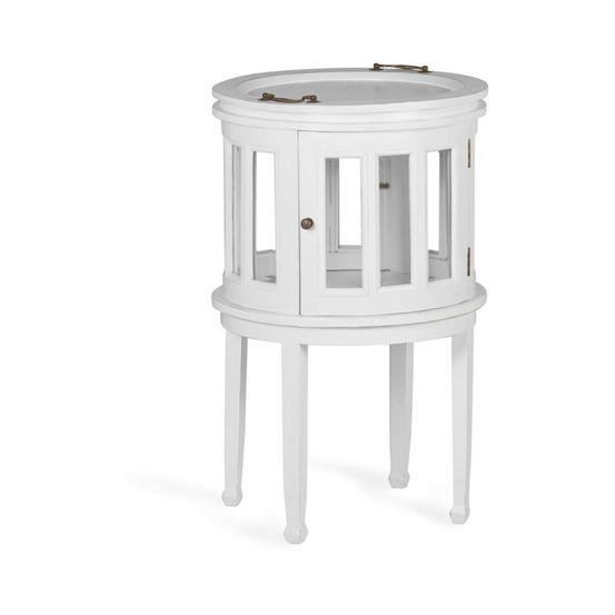 Console ronde bronze bois blanc - mélicia décoration d'autrefois