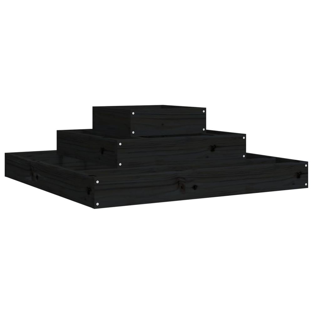 Jardinière noir 80x80x27 cm bois massif de pin
