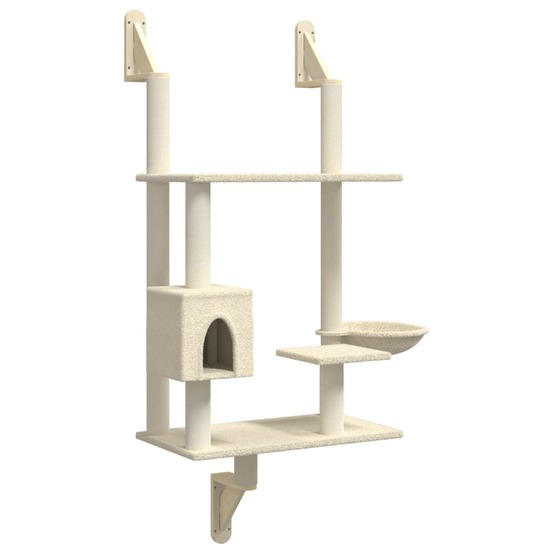 Arbre à chat meuble tour grimper jouet grattage grattoir escalade plateforme mural avec griffoir 153 cm crème