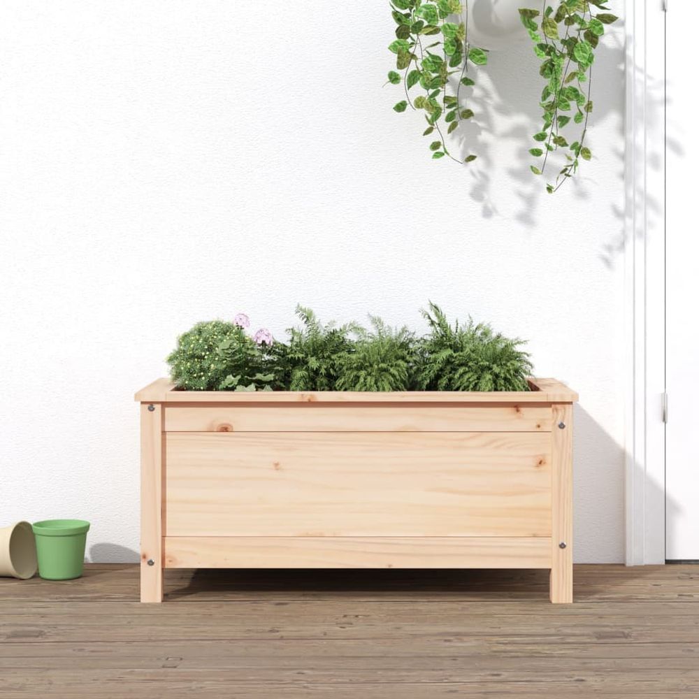 Jardinière rectangulaire 82cm en pin massif brut pour jardin et terrasse