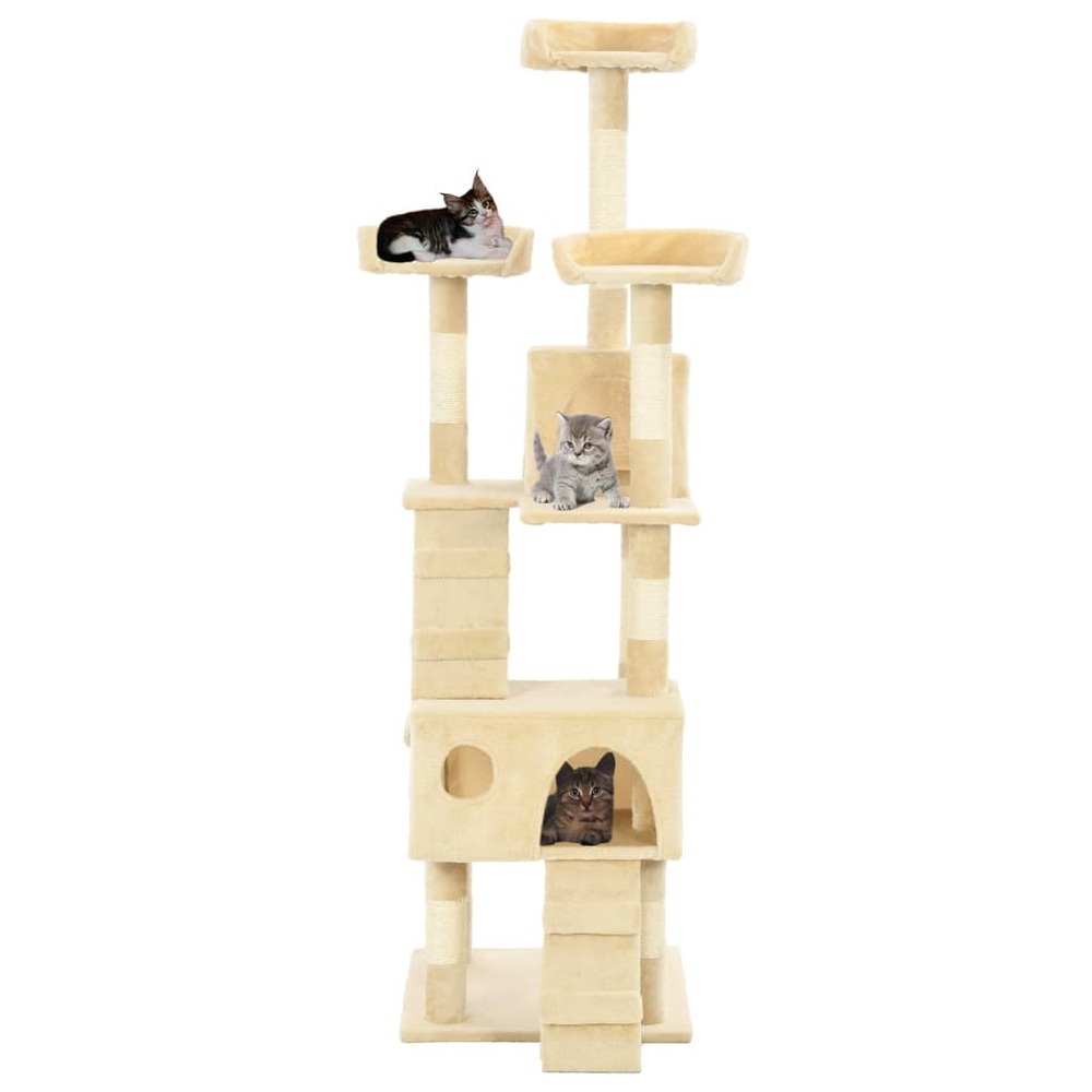 Arbre à chat avec griffoirs en sisal 170 cm beige