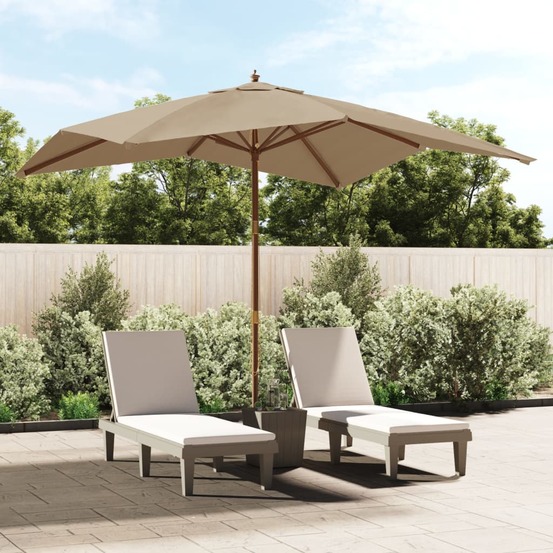 Parasol de jardin avec mât en bois taupe 300x300x273 cm