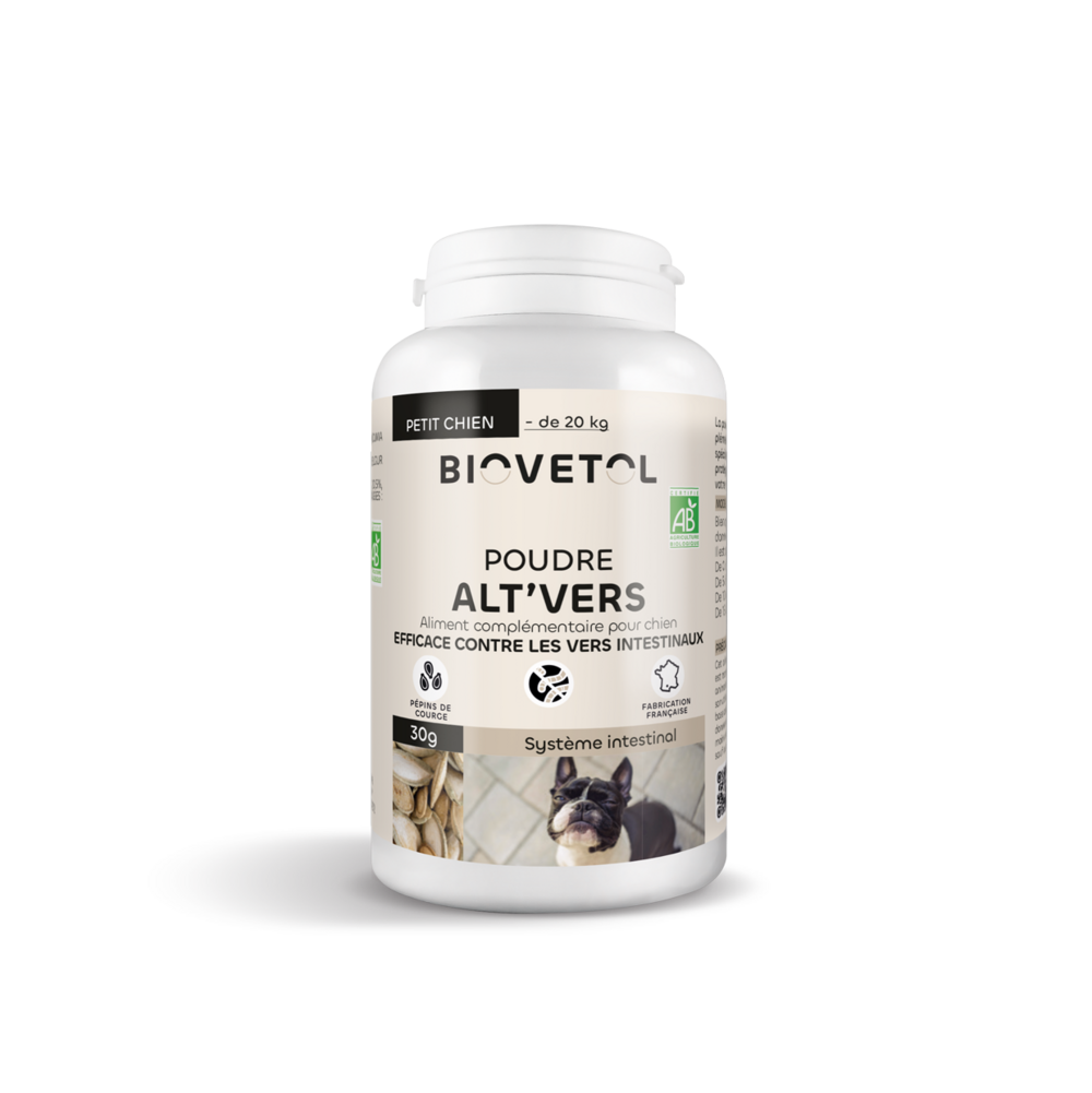 Poudre alt'vers petit chien bio 30g