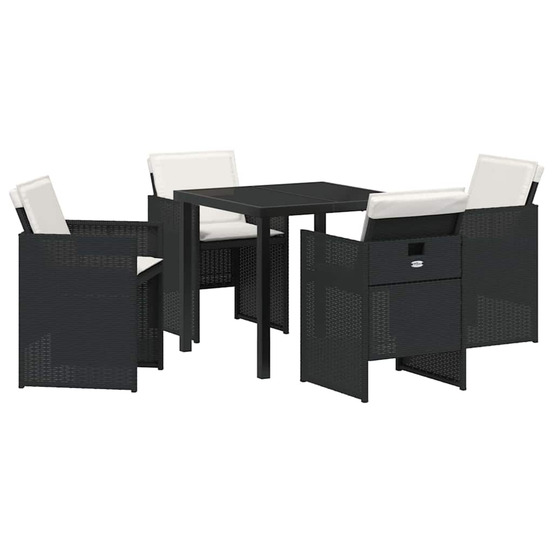 Ensemble de salle à manger pour jardin 5 pcs noir poly rotin