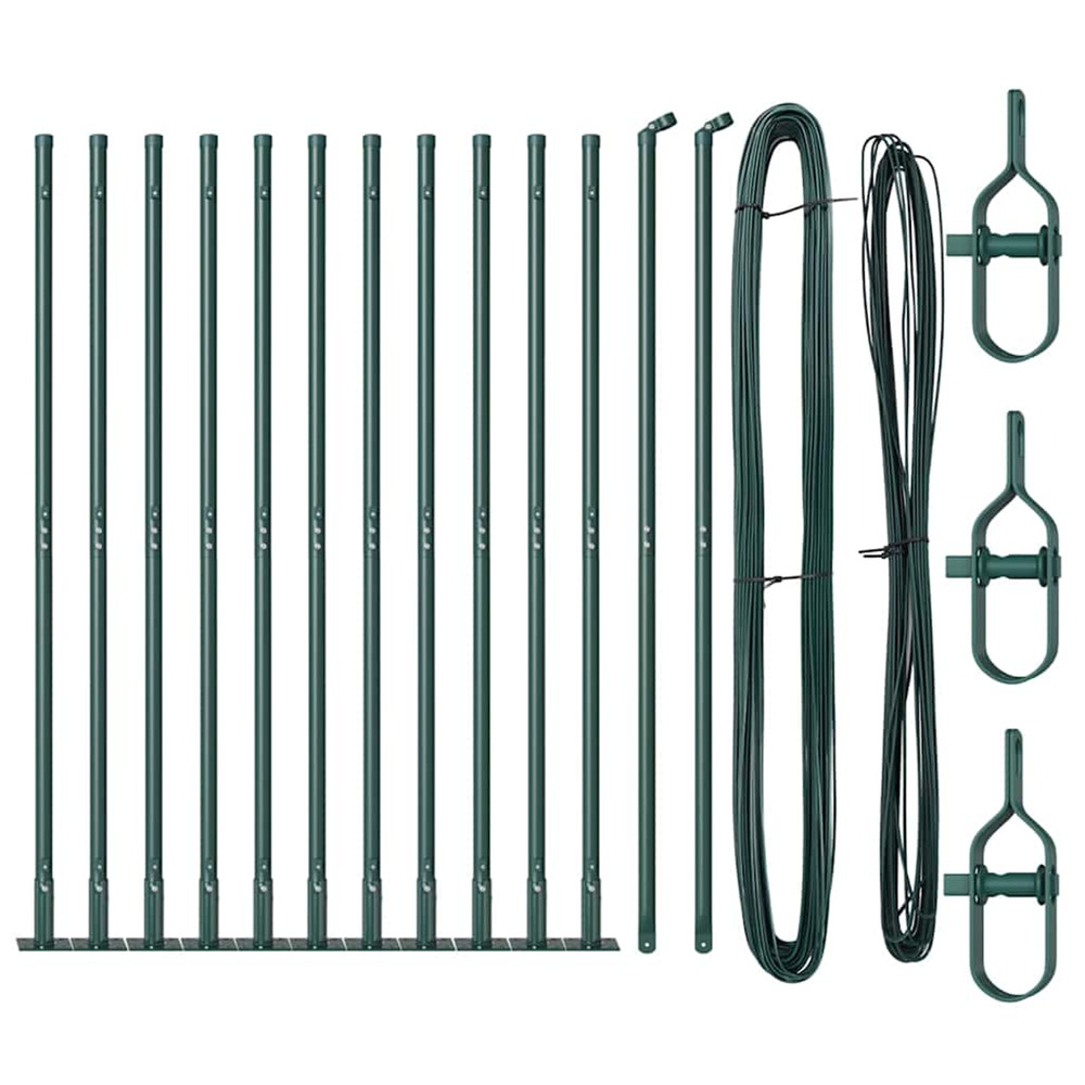 Poteau de clôture. 13 pcs vert acier