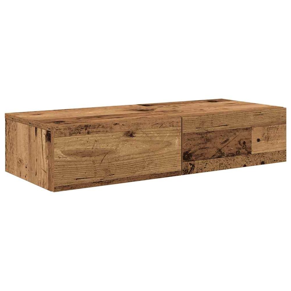 Étagère murale avec tiroirs vieux bois bois d'ingénierie