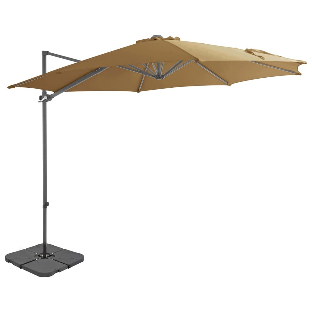 Parasol avec base portable 3 x 3 m taupe