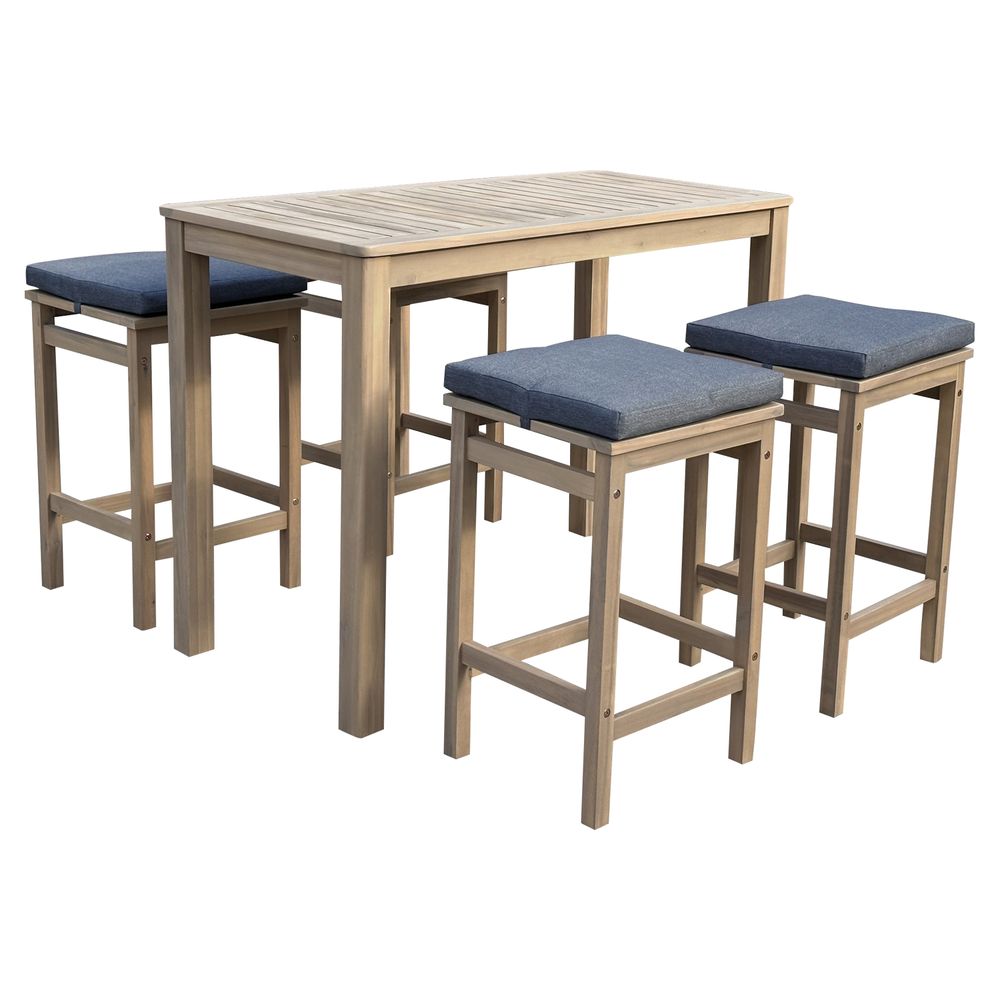Mange debout aruba en acacia massif 4 places - coussins gris